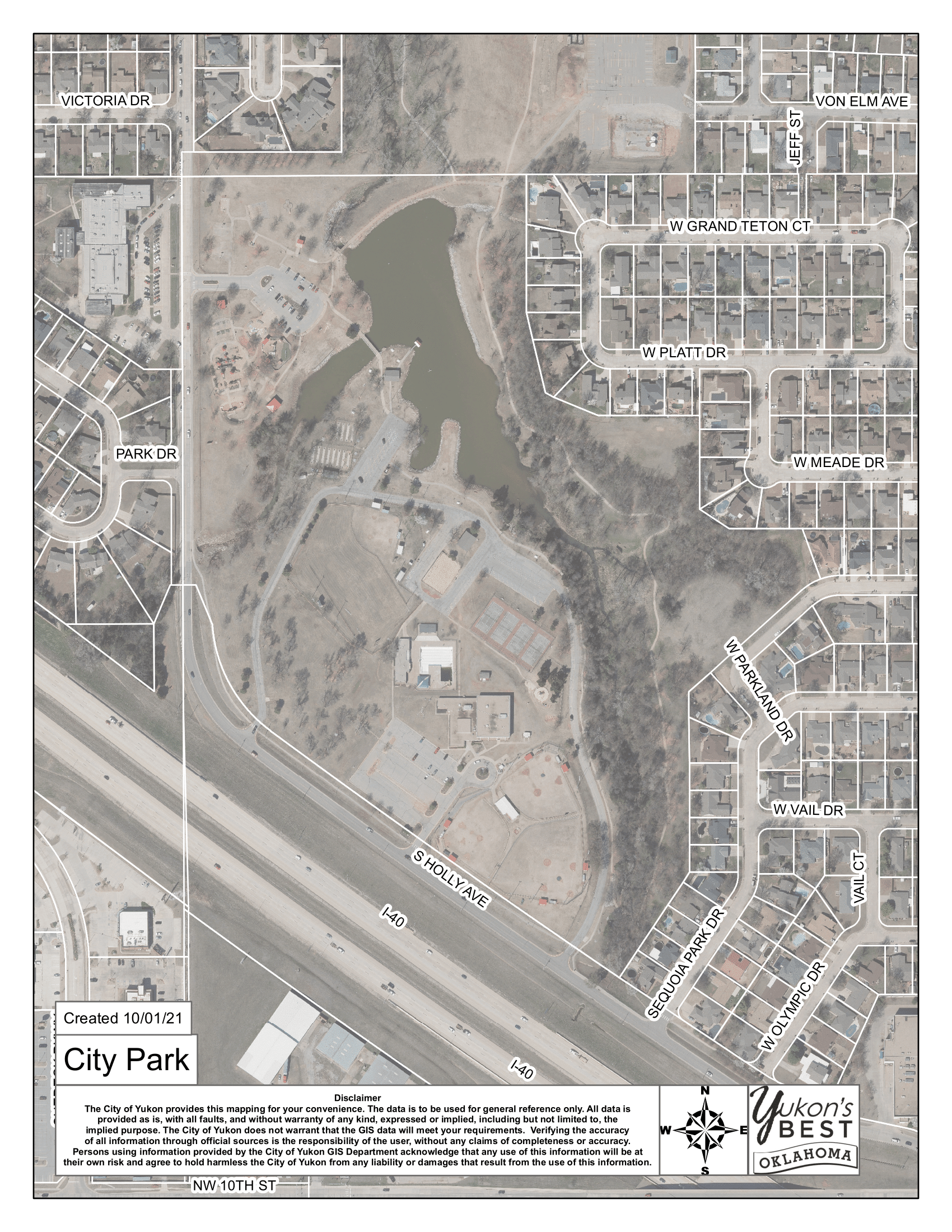 An aerial map of City Park